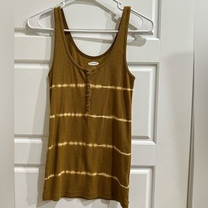 old navy mustard yellow striped tank, size s